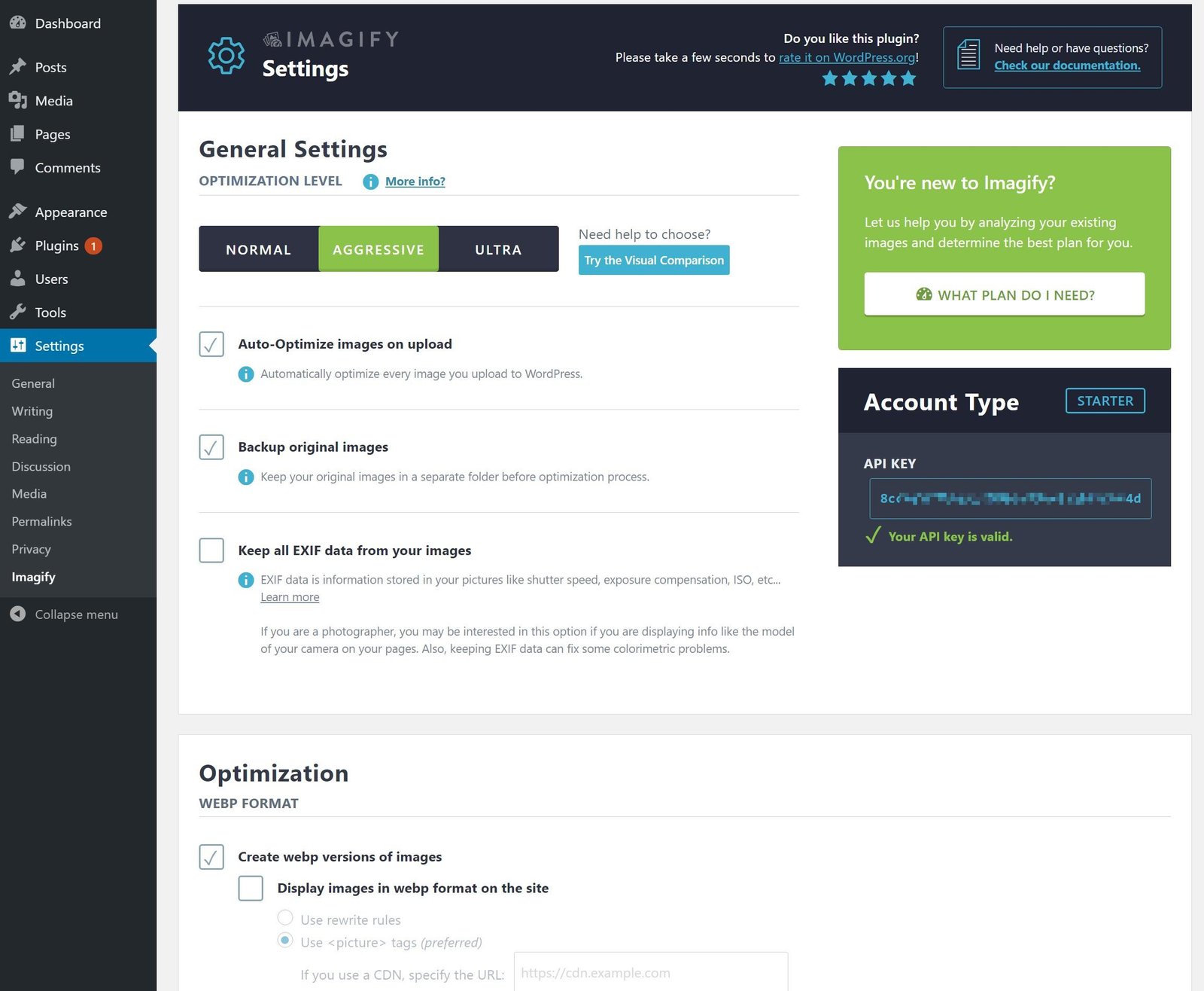 WordPress Image Optimization plugin